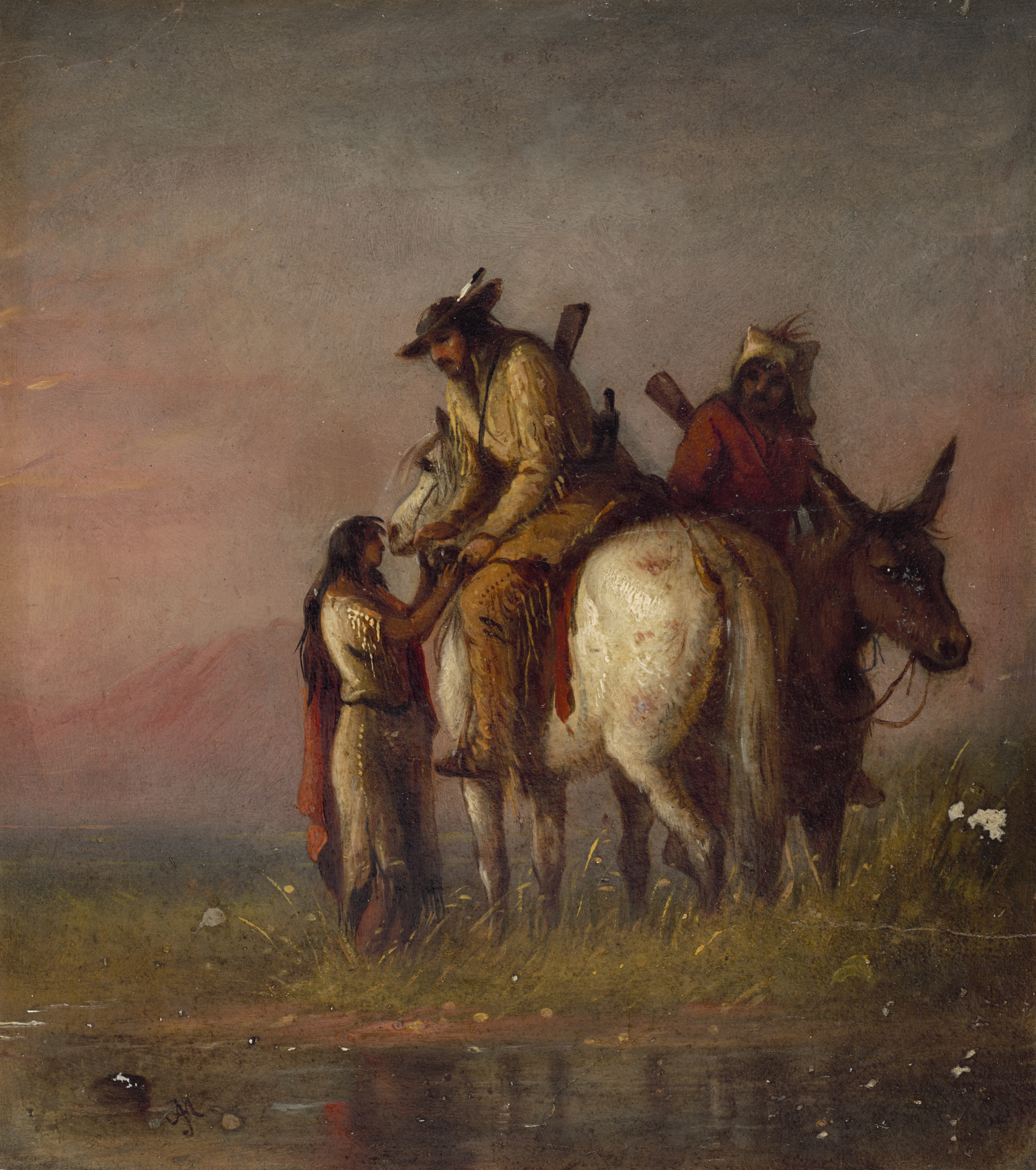 Ts. Tsegmed 油彩画 「Nomad」25号 The Thirsty Trapper - Fur Traders and Rendezvous: The Alfred Jacob